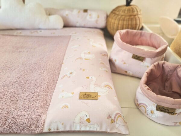 Wickelauflagenbezug Gänse rosa