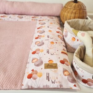 Wickelauflagenbezug Hello World bebe dusty pink