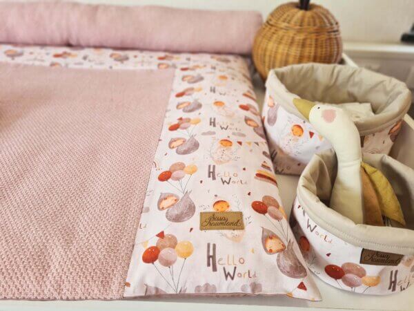 Wickelauflagenbezug Hello World bebe dusty pink