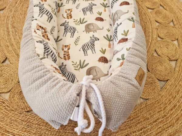 Babynest Jungle Waffel bebe grau – Bild 3