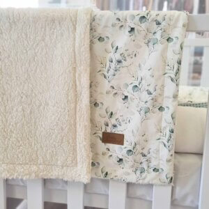 Babydecke Eukalyptus Bouquet Teddy ecru
