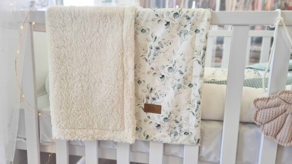 Babydecke Eukalyptus Bouquet Teddy ecru