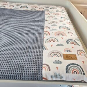 Wickelauflagenbezug 1 Wickelauflagenbezug Regenbogen türkis jeansblau